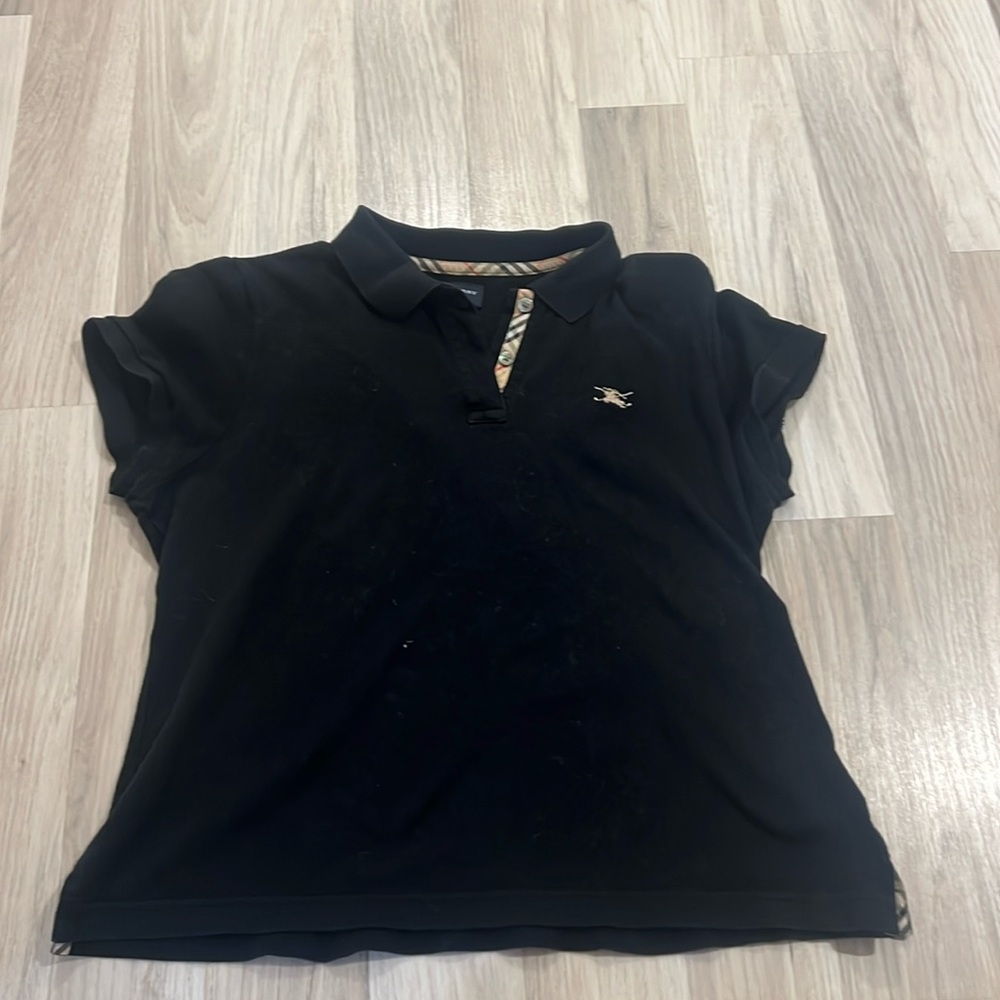 Vintage Burberry gold polo black shirt women